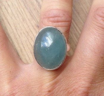 Zilveren edelsteen ring met Aquamarijn maat 17.3 mm